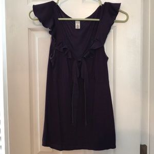 Target Purple ruffle sleeve bow tie top